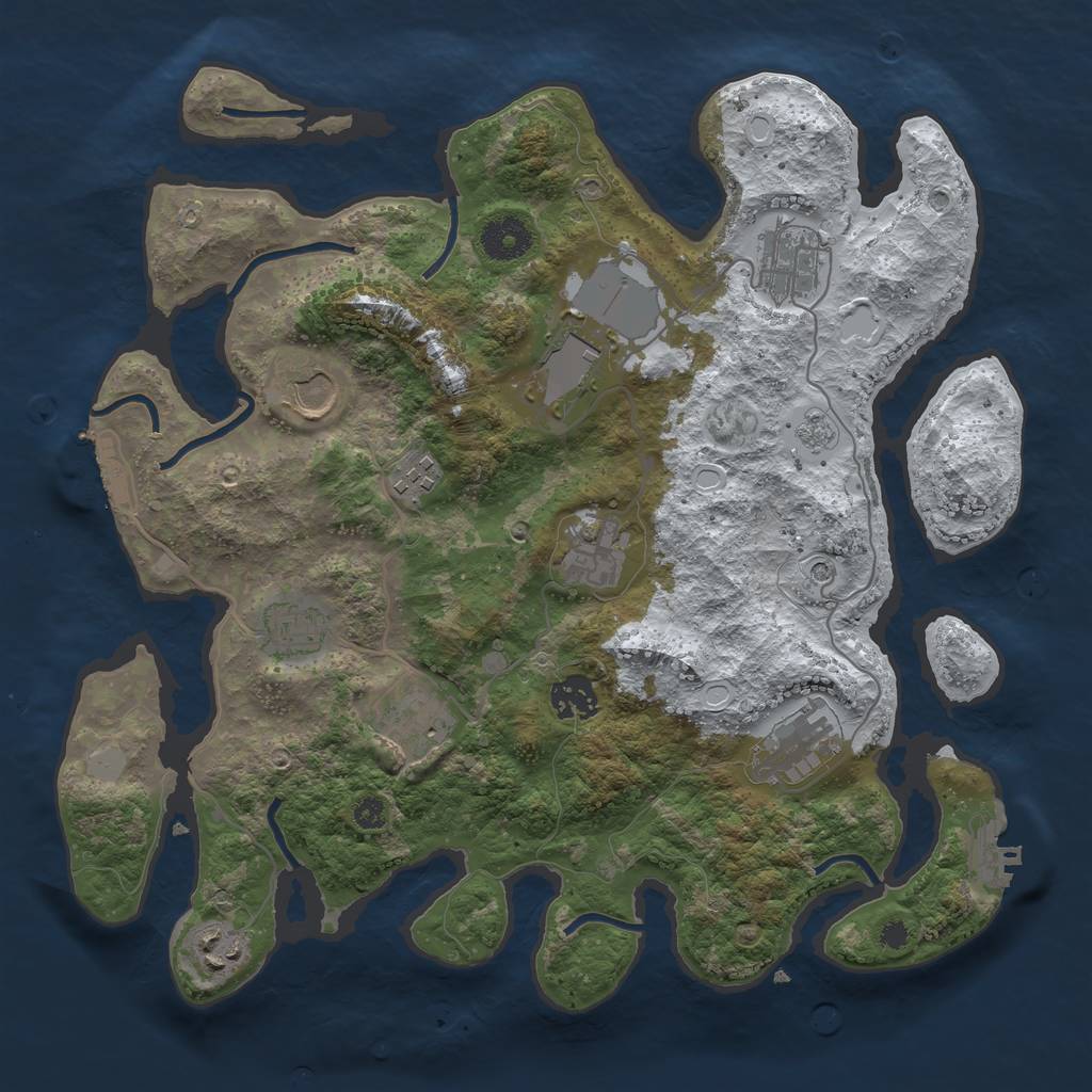 Rust Map: Procedural Map, Size: 3500, Seed: 7351, 19 Monuments