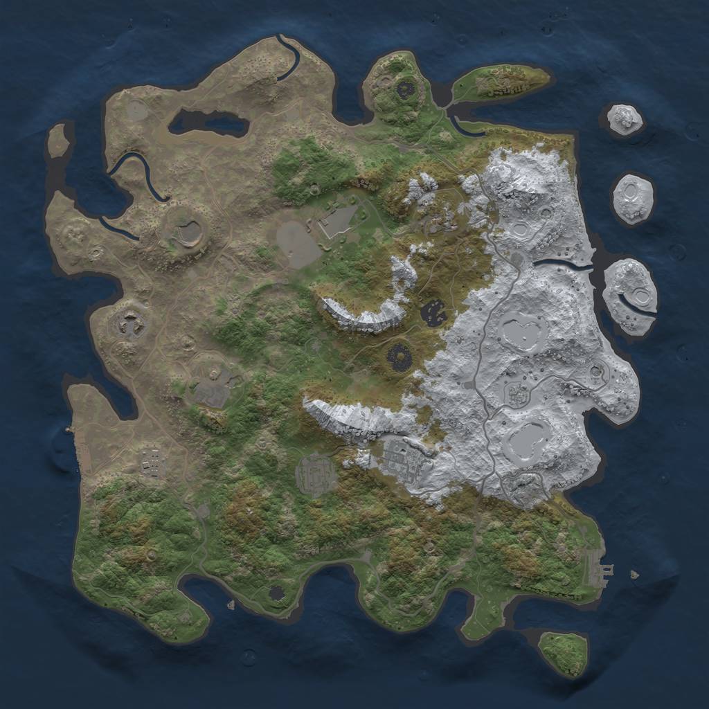Rust Map: Procedural Map, Size: 4000, Seed: 1995522572, 18 Monuments