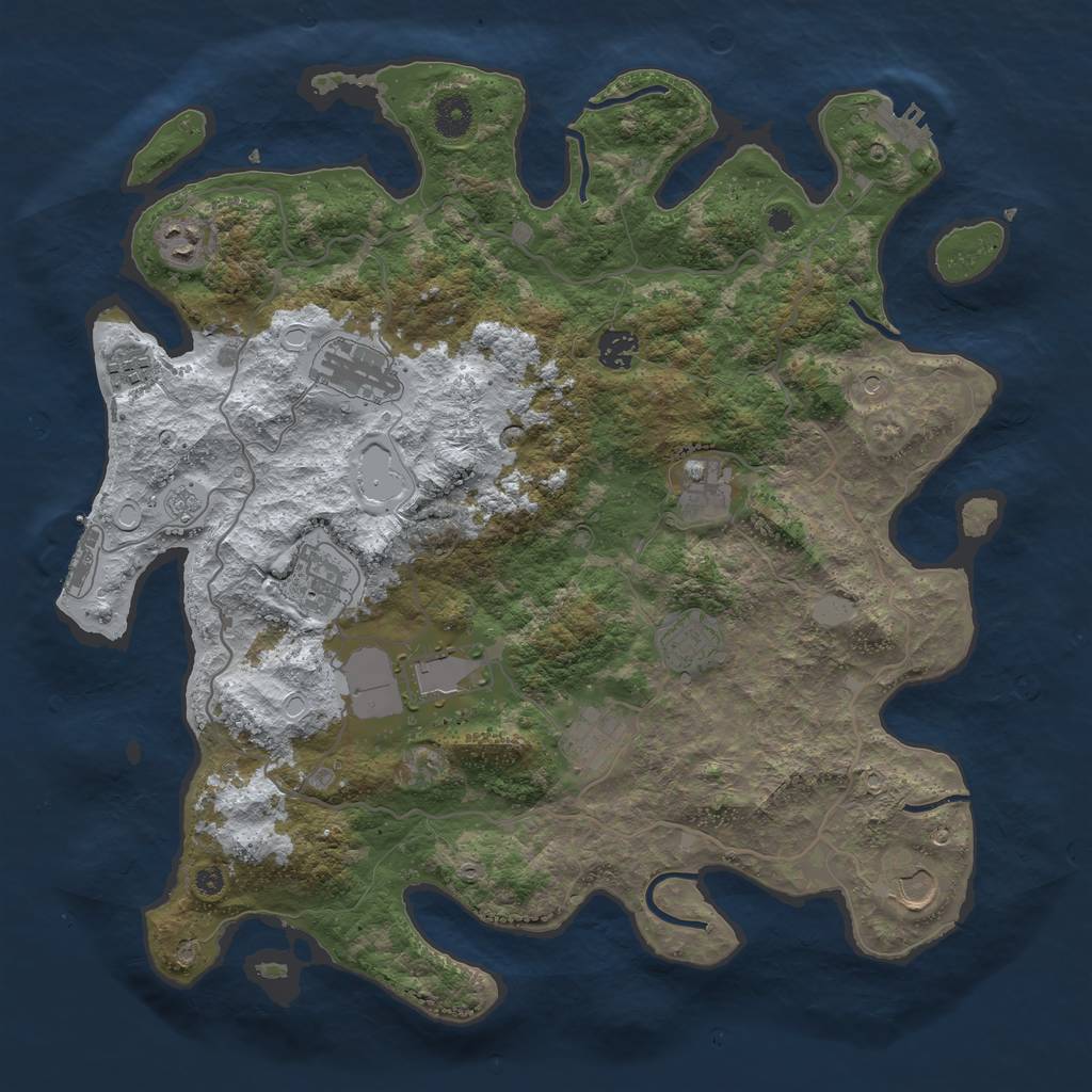 Rust Map: Procedural Map, Size: 4000, Seed: 22224444, 19 Monuments