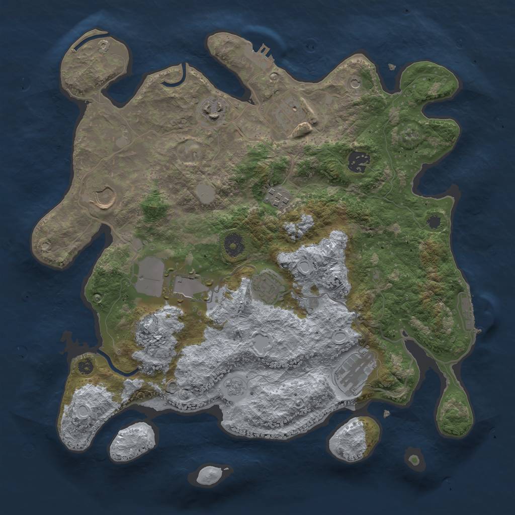 Rust Map: Procedural Map, Size: 3500, Seed: 1120991265, 17 Monuments