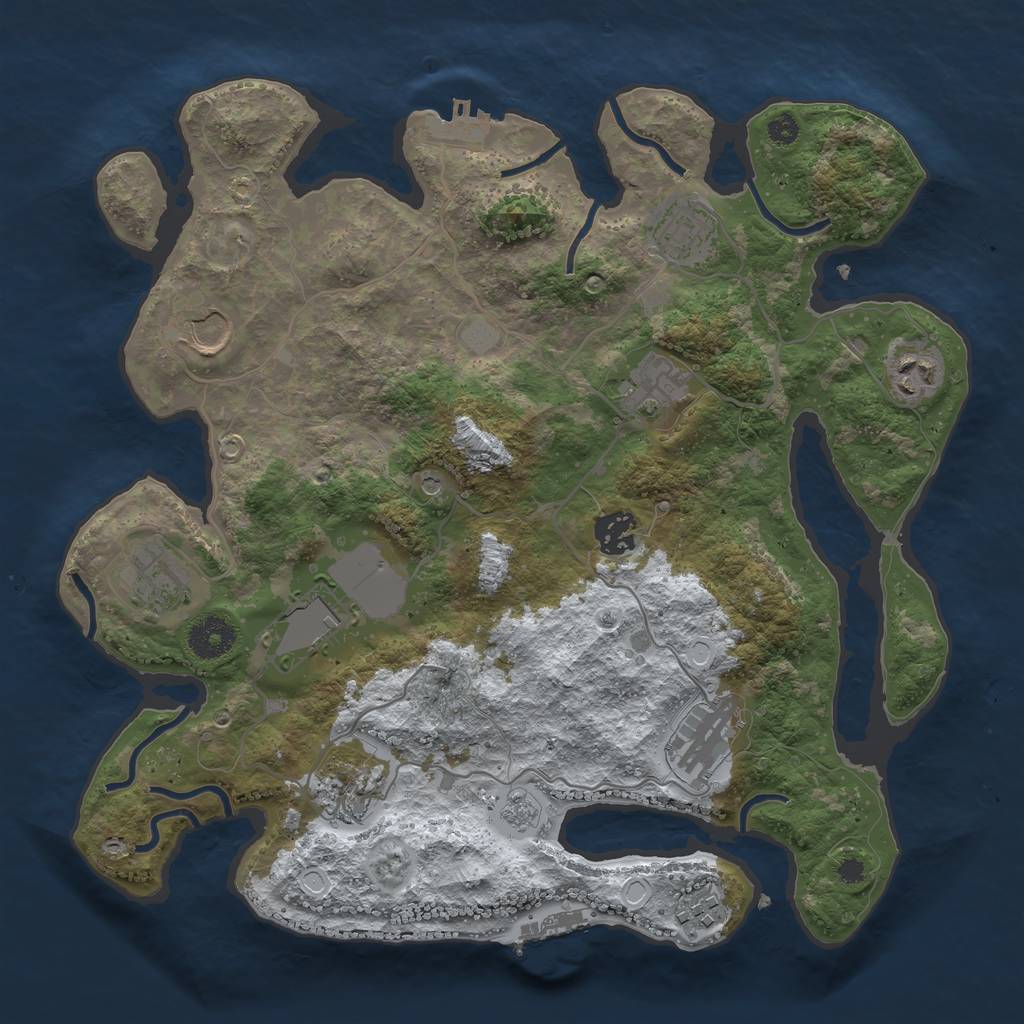 Rust Map: Procedural Map, Size: 3500, Seed: 744269027, 19 Monuments