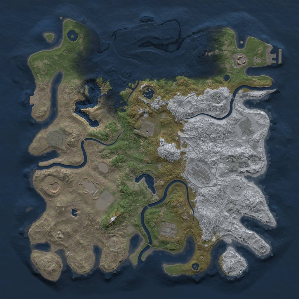 Rust Map: Procedural Map, Size: 4096, Seed: 564793325, 16 Monuments