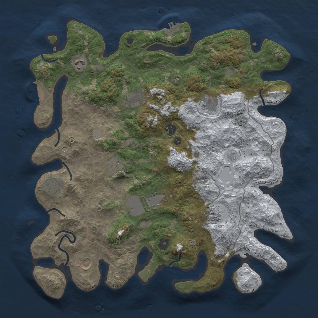 Rust Map: Procedural Map, Size: 4096, Seed: 564793325, 19 Monuments