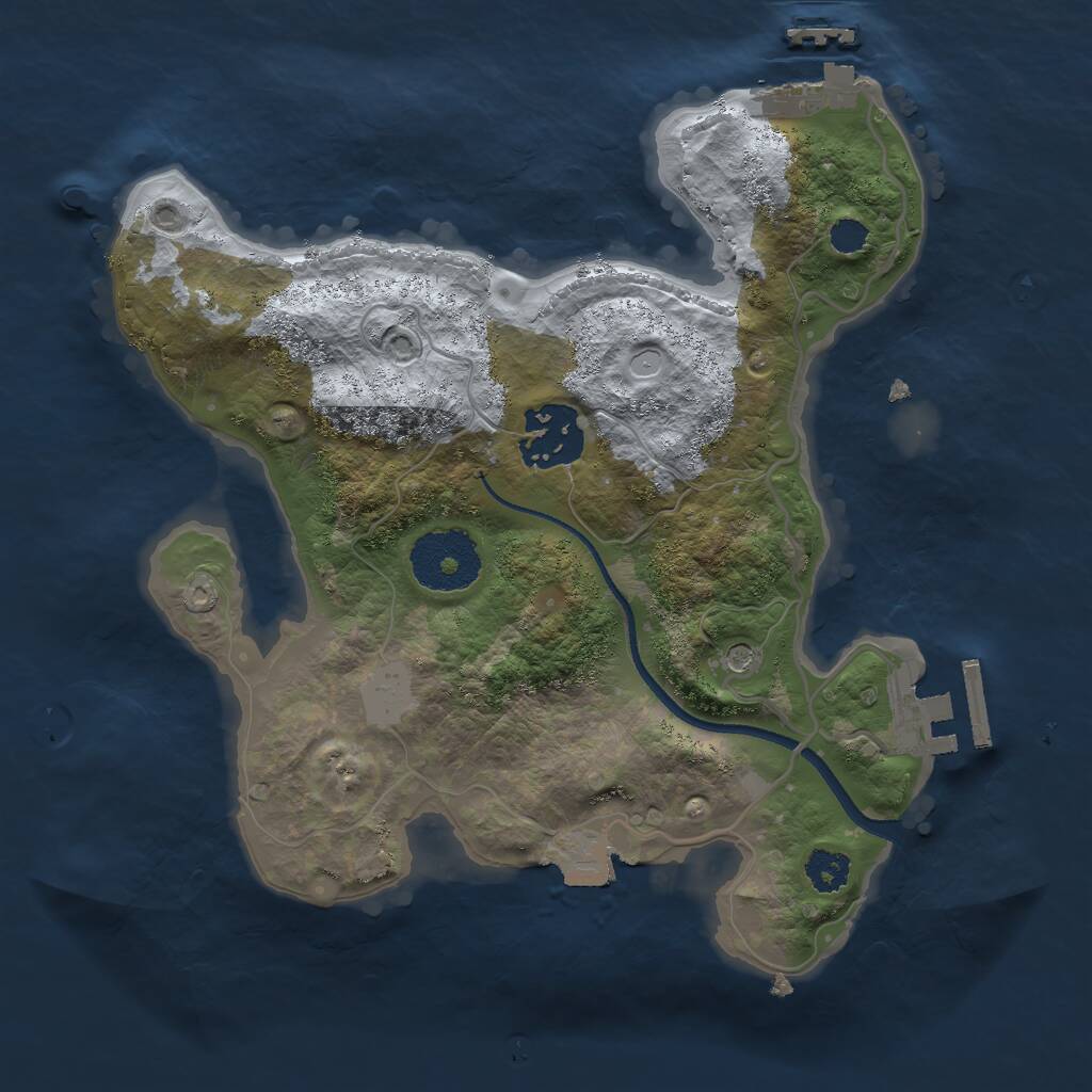 Rust Map: Procedural Map, Size: 2500, Seed: 90209957, 5 Monuments