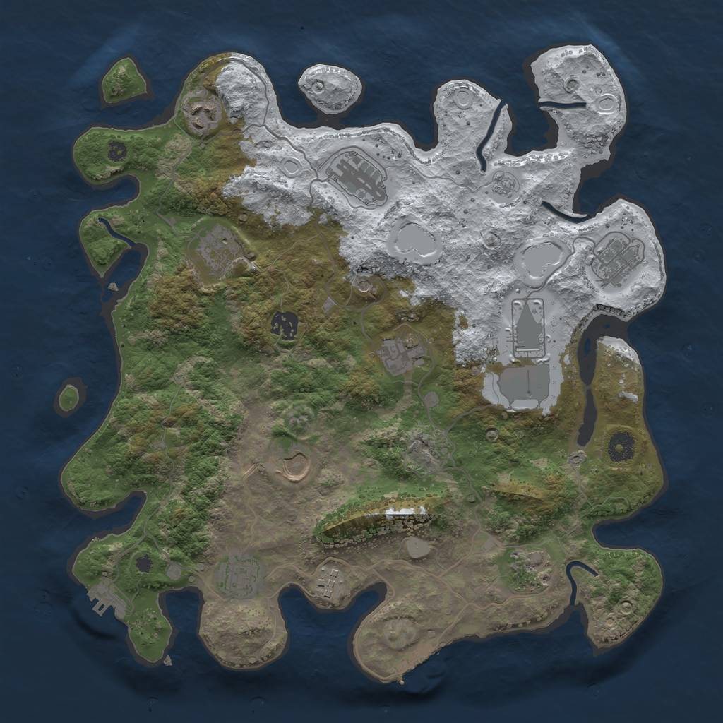 Rust Map: Procedural Map, Size: 3750, Seed: 686257307, 20 Monuments