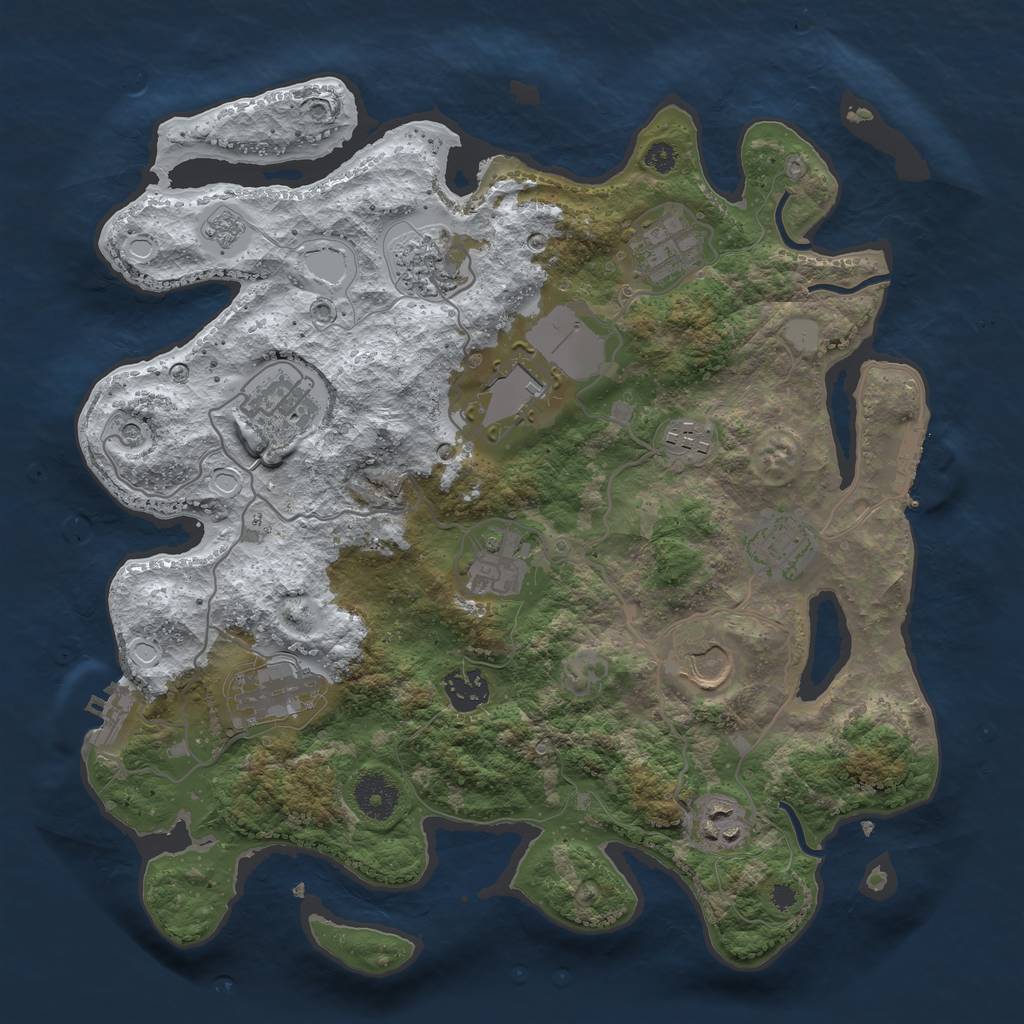 Rust Map: Procedural Map, Size: 3500, Seed: 1442242996, 20 Monuments