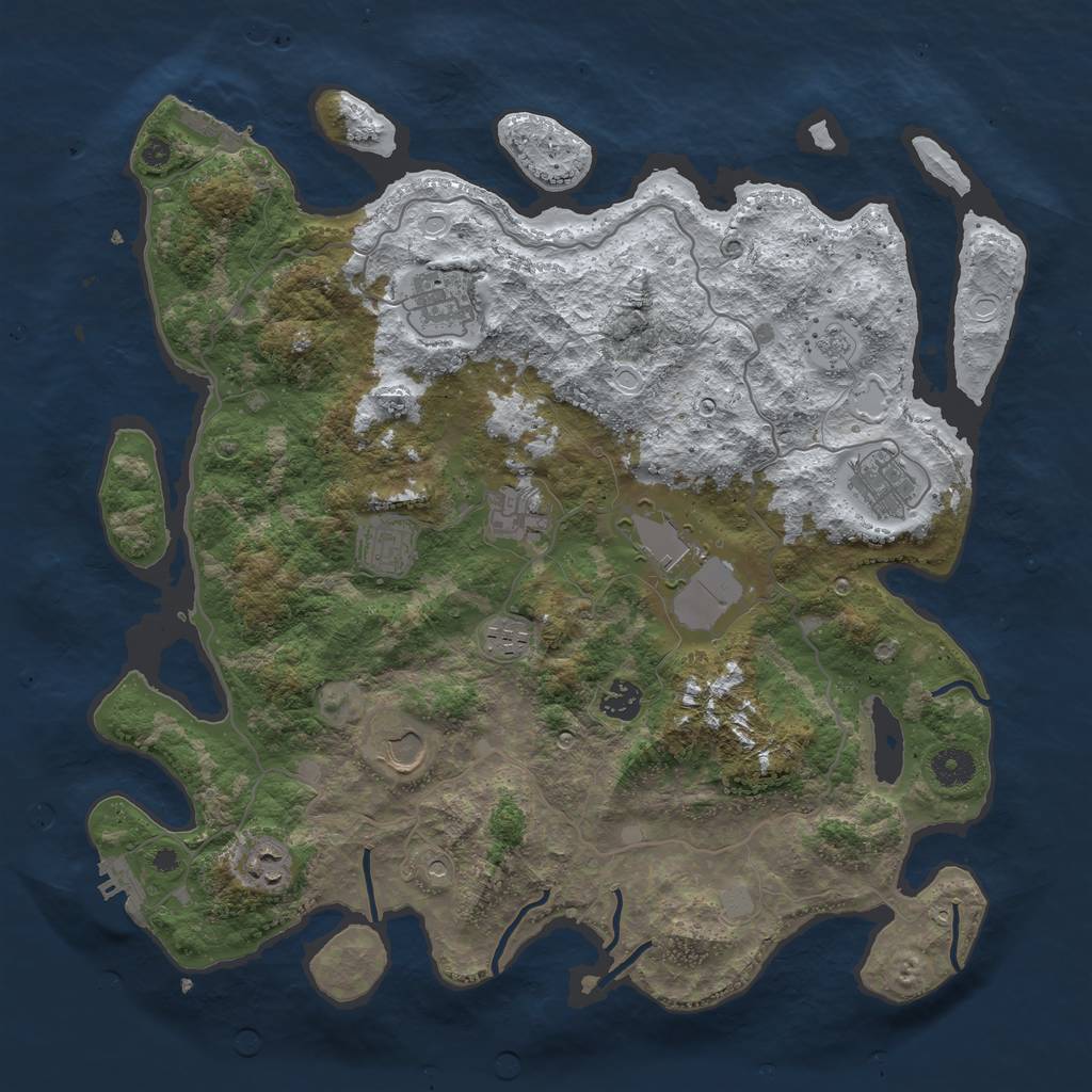Rust Map: Procedural Map, Size: 4000, Seed: 649177692, 18 Monuments