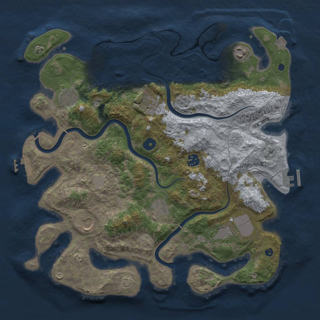 Rust Map: Procedural Map, Size: 3850, Seed: 133416331, 14 Monuments