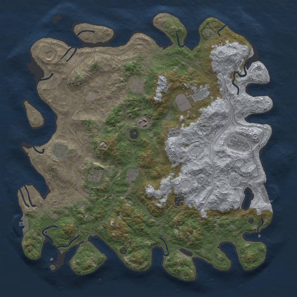 Rust Map: Procedural Map, Size: 4500, Seed: 1159380760, 18 Monuments