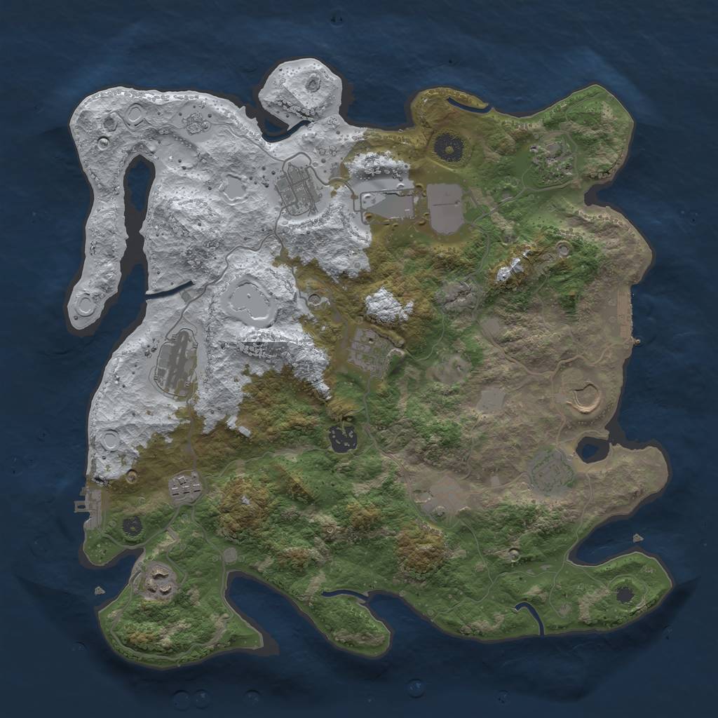Rust Map: Procedural Map, Size: 3700, Seed: 1715505608, 20 Monuments