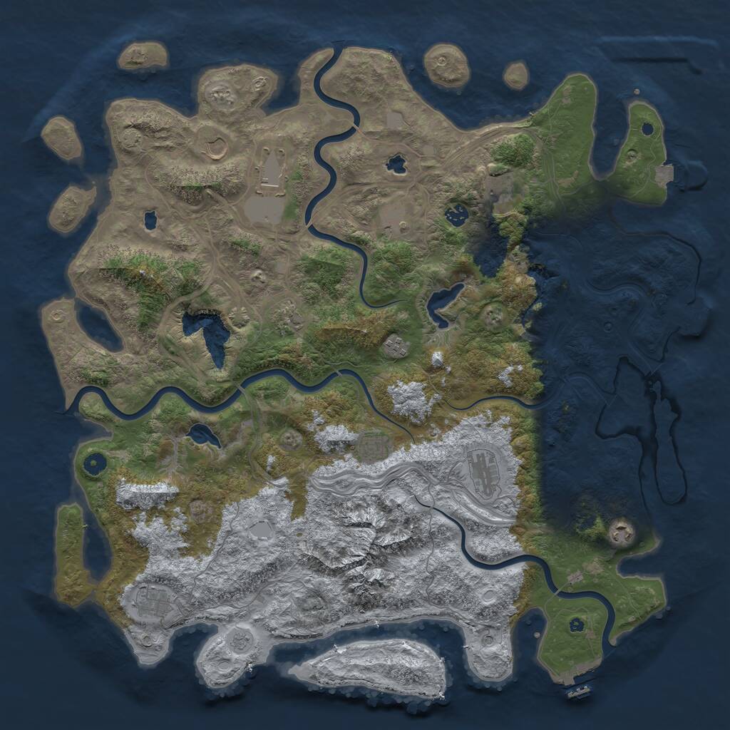 Rust Map: Procedural Map, Size: 5000, Seed: 20220621, 17 Monuments