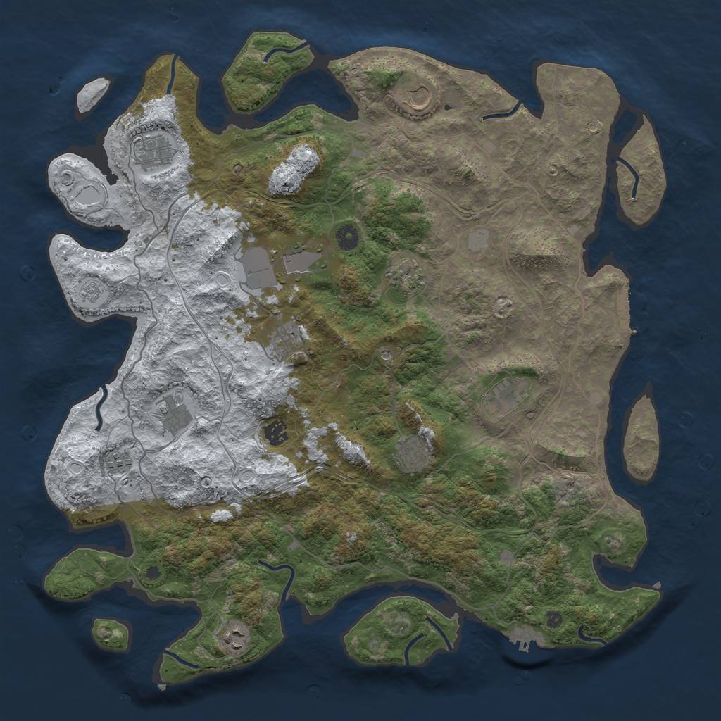 Rust Map: Procedural Map, Size: 4500, Seed: 19251, 20 Monuments