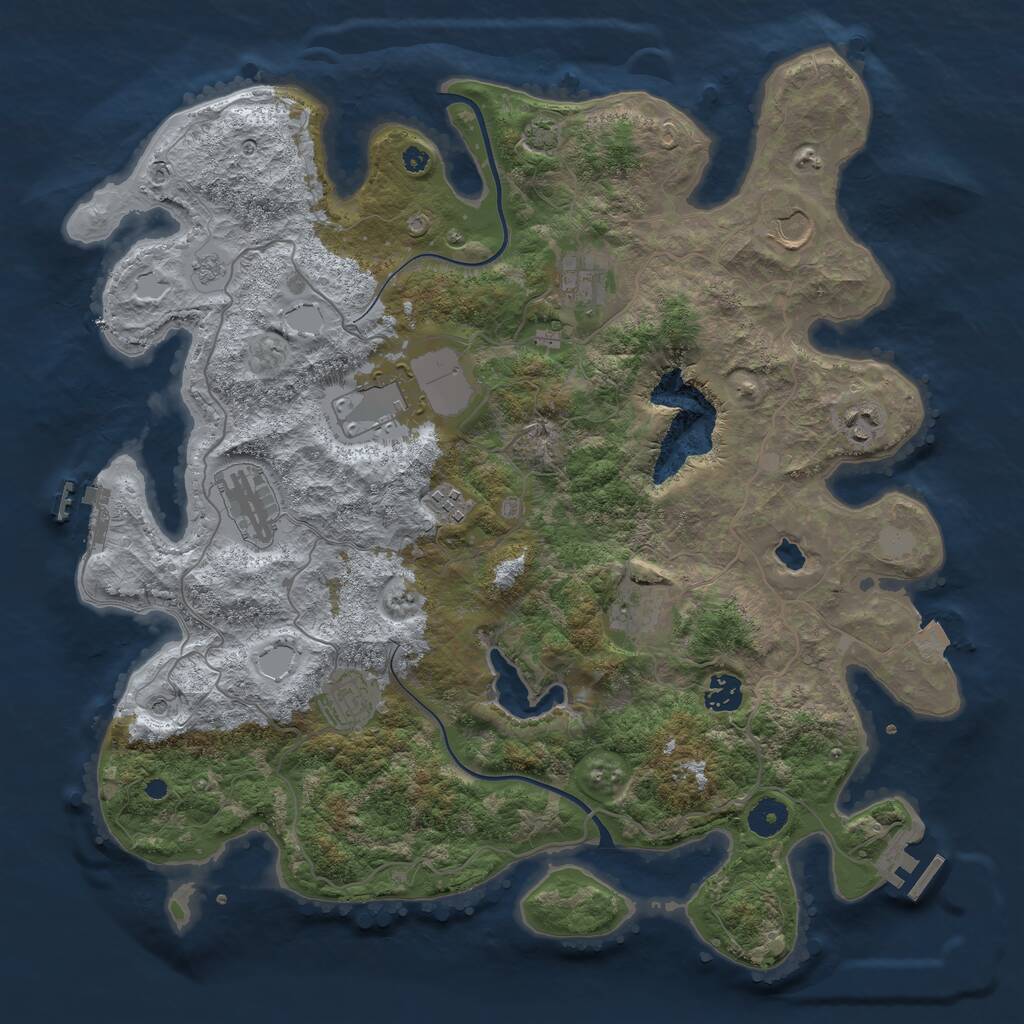 Rust Map: Procedural Map, Size: 4000, Seed: 1642, 15 Monuments