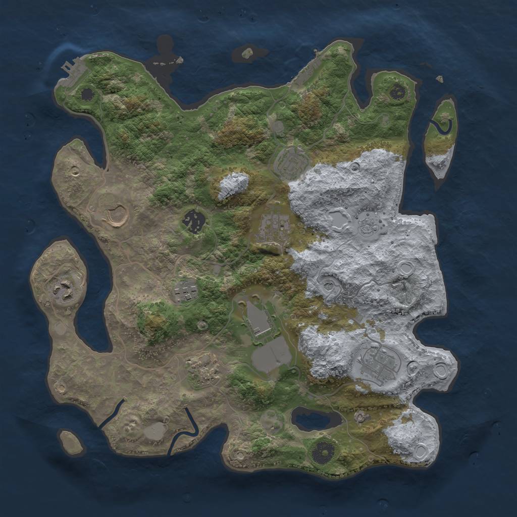 Rust Map: Procedural Map, Size: 3500, Seed: 139944235, 18 Monuments