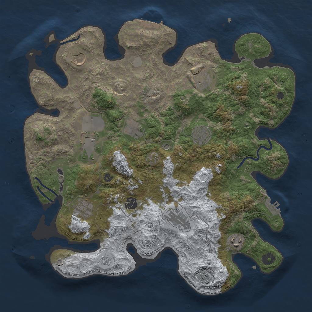 Rust Map: Procedural Map, Size: 3700, Seed: 938214, 19 Monuments