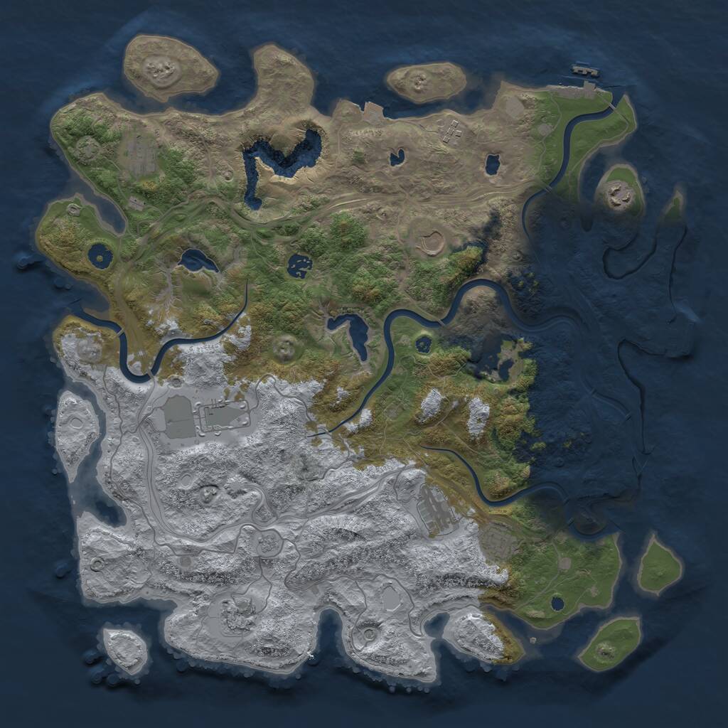 Rust Map: Procedural Map, Size: 4500, Seed: 25175856, 16 Monuments