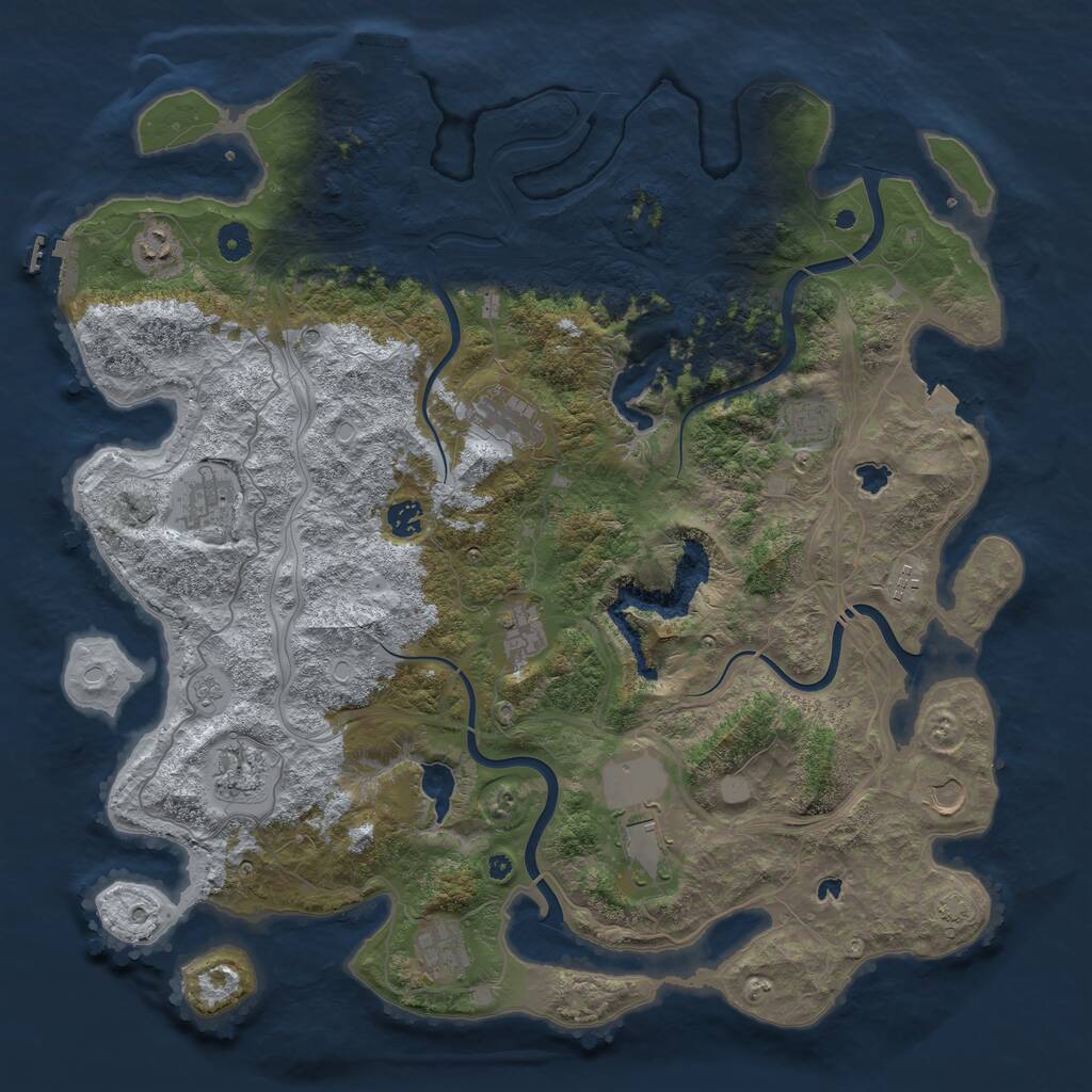 Rust Map: Procedural Map, Size: 4500, Seed: 392062571, 17 Monuments
