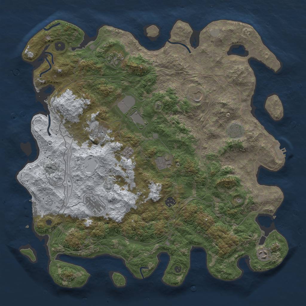 Rust Map: Procedural Map, Size: 4500, Seed: 1214978083, 19 Monuments