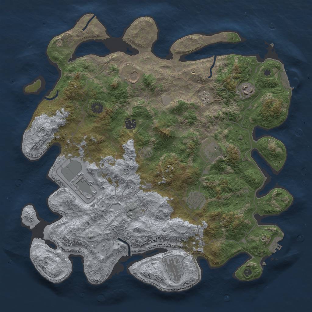 Rust Map: Procedural Map, Size: 4000, Seed: 54452, 17 Monuments