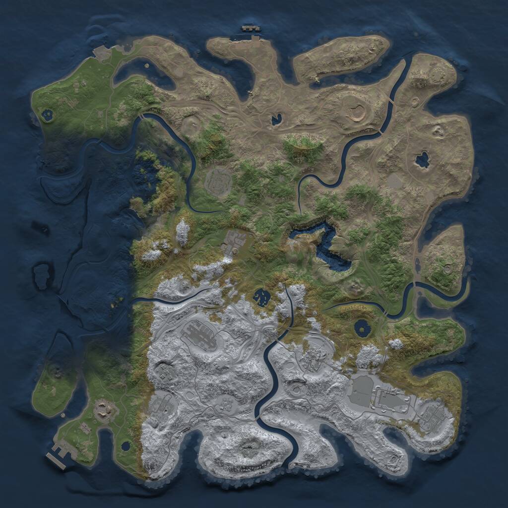 Rust Map: Procedural Map, Size: 4500, Seed: 83691, 17 Monuments