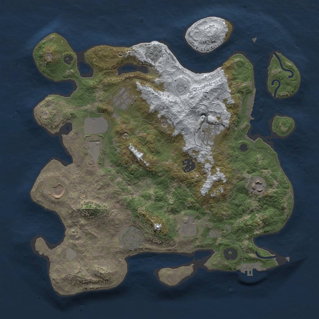 Rust Map: Procedural Map, Size: 3500, Seed: 380106611, 18 Monuments