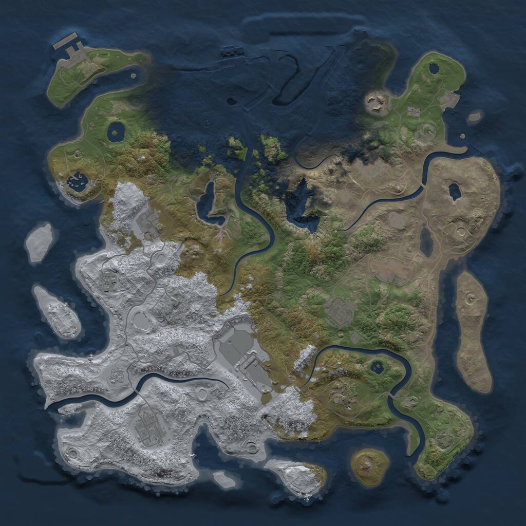 Rust Map: Procedural Map, Size: 4050, Seed: 772731525, 16 Monuments