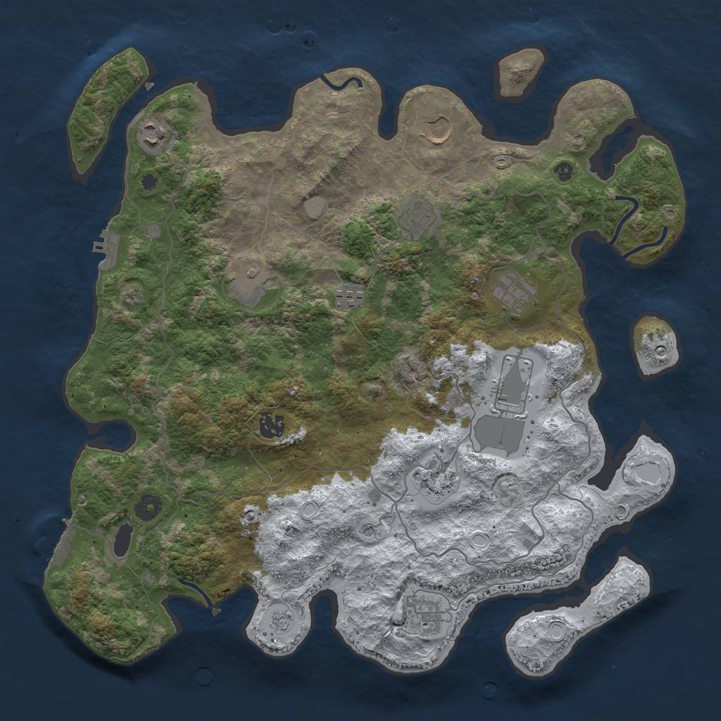 Rust Map: Procedural Map, Size: 4000, Seed: 8638, 19 Monuments