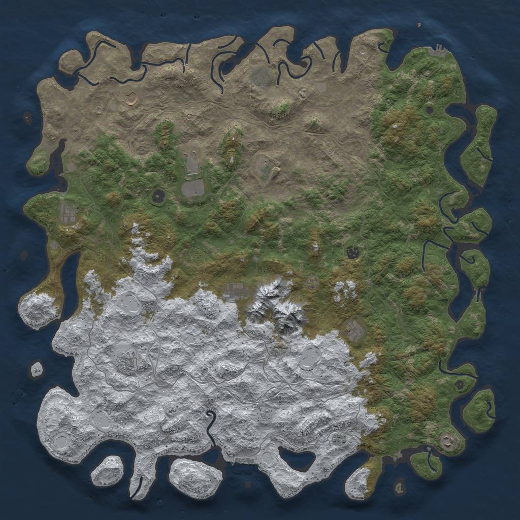 Rust Map: Procedural Map, Size: 6000, Seed: 13579, 20 Monuments