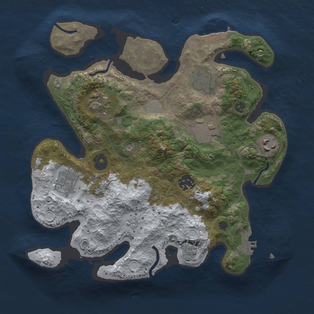 Rust Map: Procedural Map, Size: 3000, Seed: 499377760, 16 Monuments