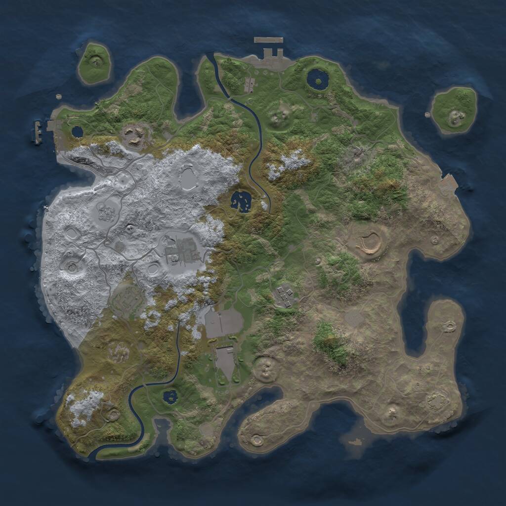 Rust Map: Procedural Map, Size: 3500, Seed: 1110195839, 13 Monuments