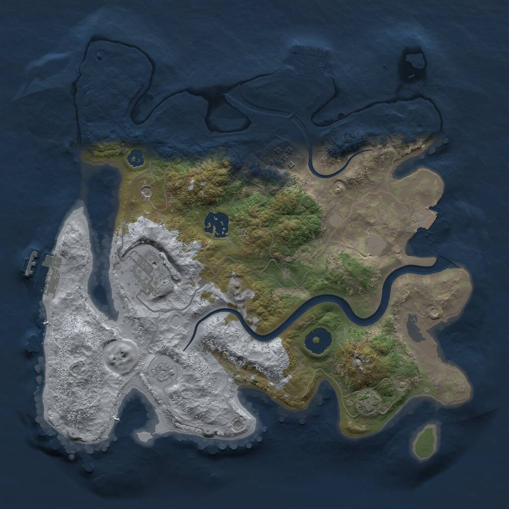 Rust Map: Procedural Map, Size: 3000, Seed: 406170542, 9 Monuments