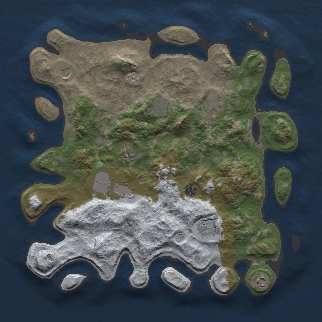 Rust Map: Barren, Size: 4000, Seed: 78818621, 12 Monuments