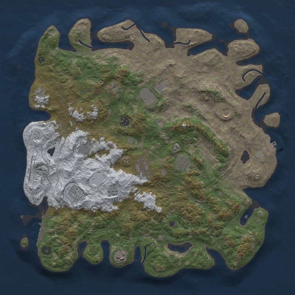 Rust Map: Procedural Map, Size: 4500, Seed: 2000320958, 19 Monuments