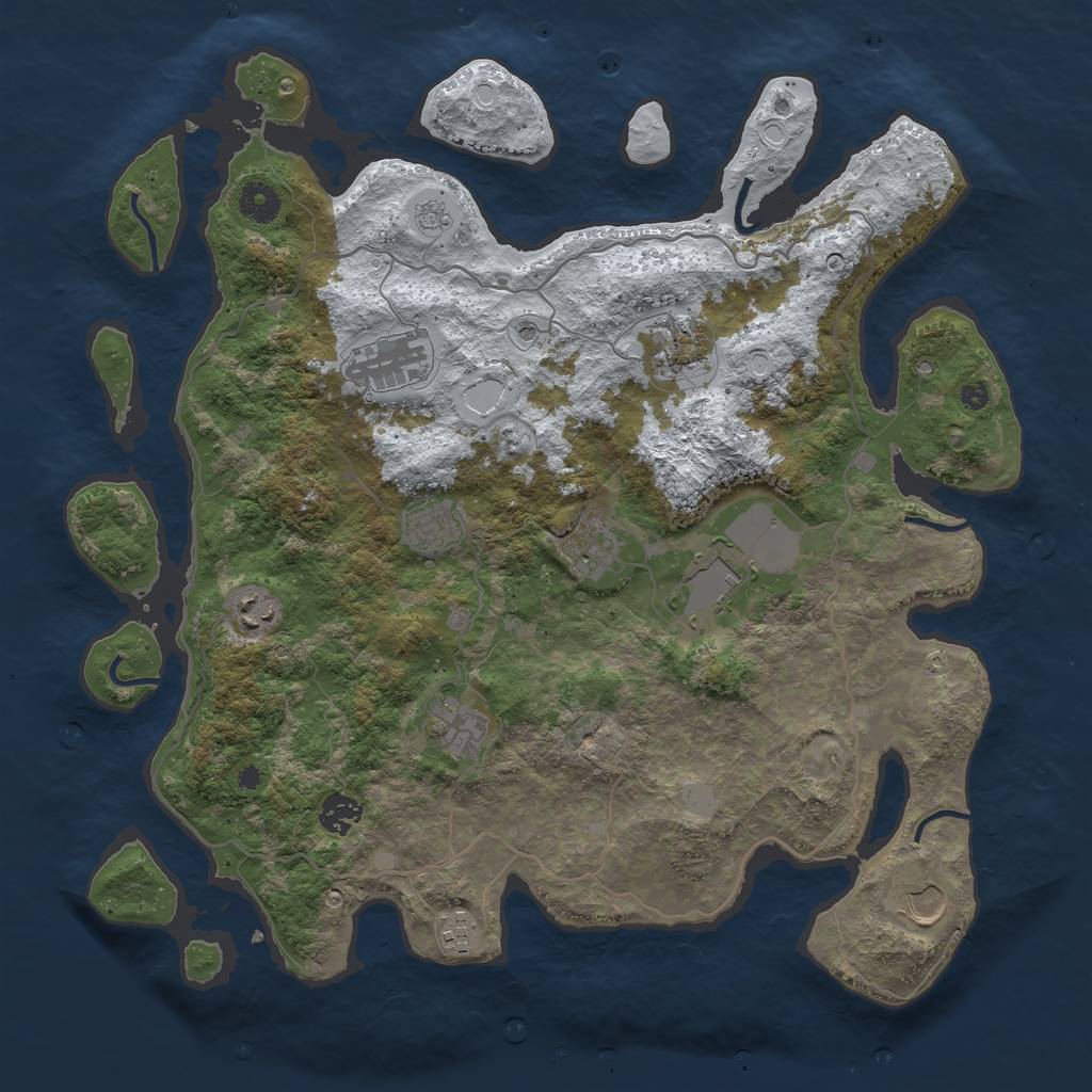 Rust Map: Procedural Map, Size: 4000, Seed: 905663231, 17 Monuments