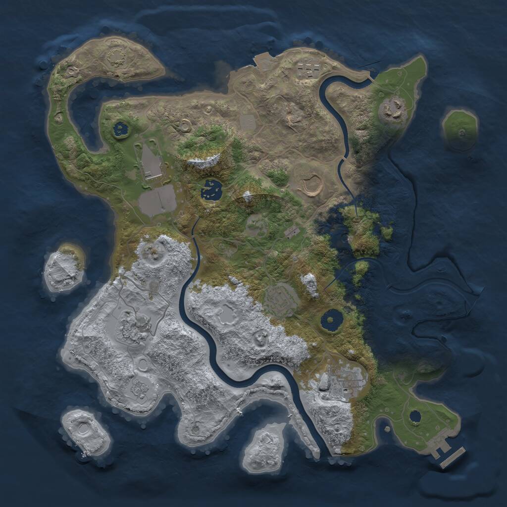 Rust Map: Procedural Map, Size: 3500, Seed: 348936344, 13 Monuments