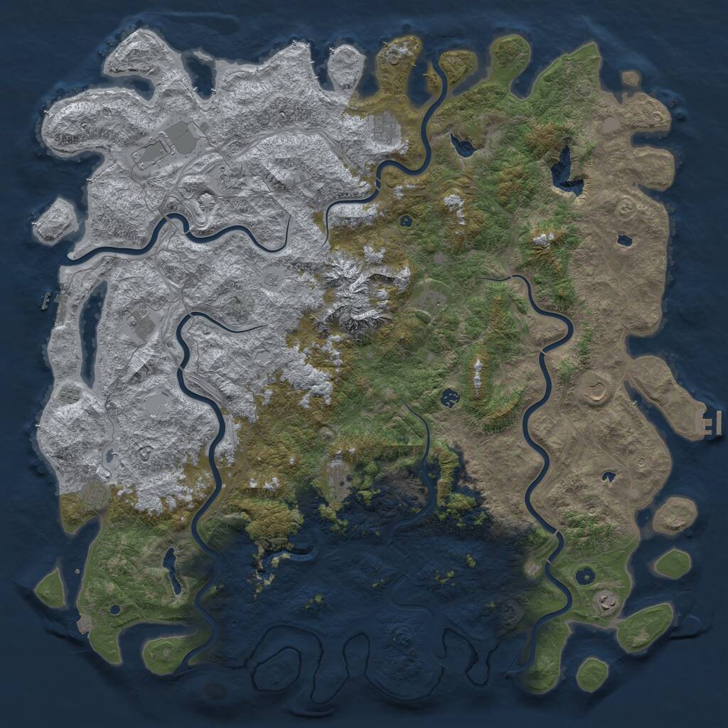 Rust Map: Procedural Map, Size: 6000, Seed: 1101626227, 17 Monuments