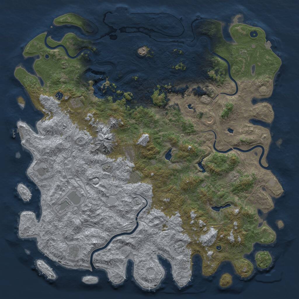 Rust Map: Procedural Map, Size: 6000, Seed: 38906344, 17 Monuments