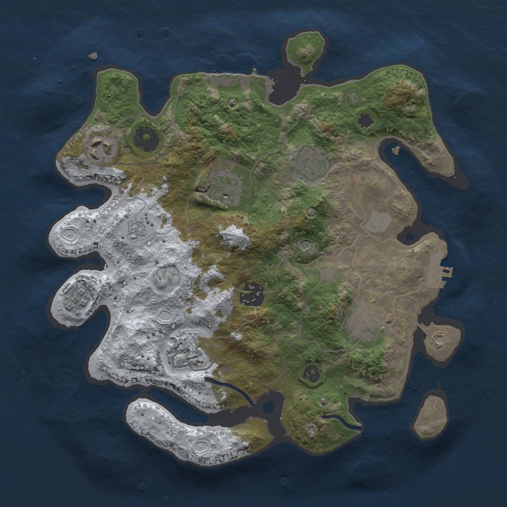 Rust Map: Procedural Map, Size: 3000, Seed: 1680973625, 16 Monuments
