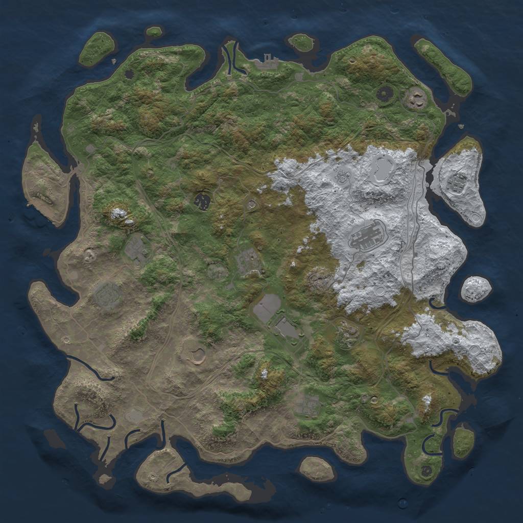 Rust Map: Procedural Map, Size: 4800, Seed: 101471778, 20 Monuments