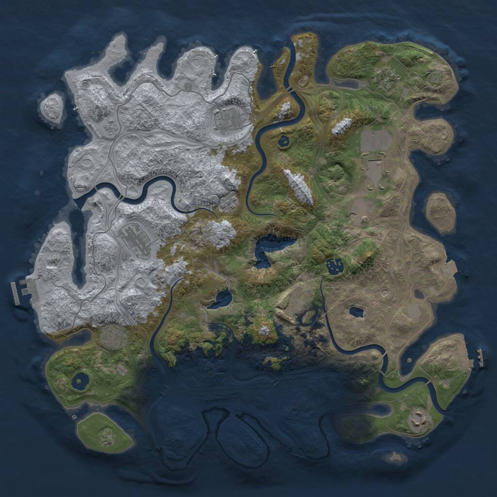 Rust Map: Procedural Map, Size: 4300, Seed: 64443606, 16 Monuments