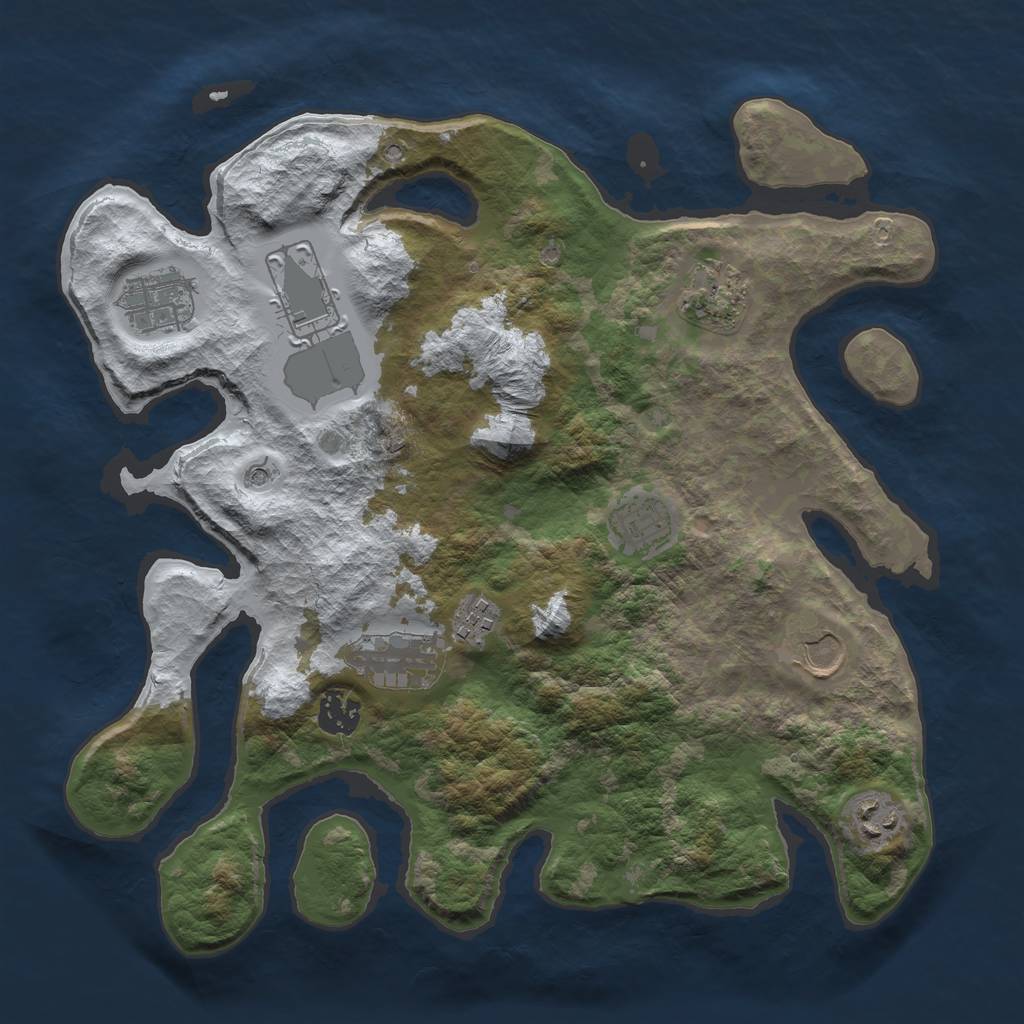 Rust Map: Barren, Size: 3500, Seed: 1621396767, 12 Monuments