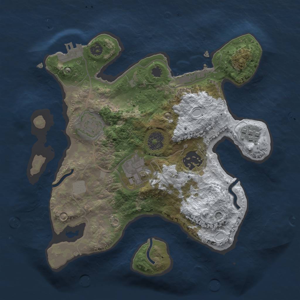 Rust Map: Procedural Map, Size: 2500, Seed: 949521546, 11 Monuments