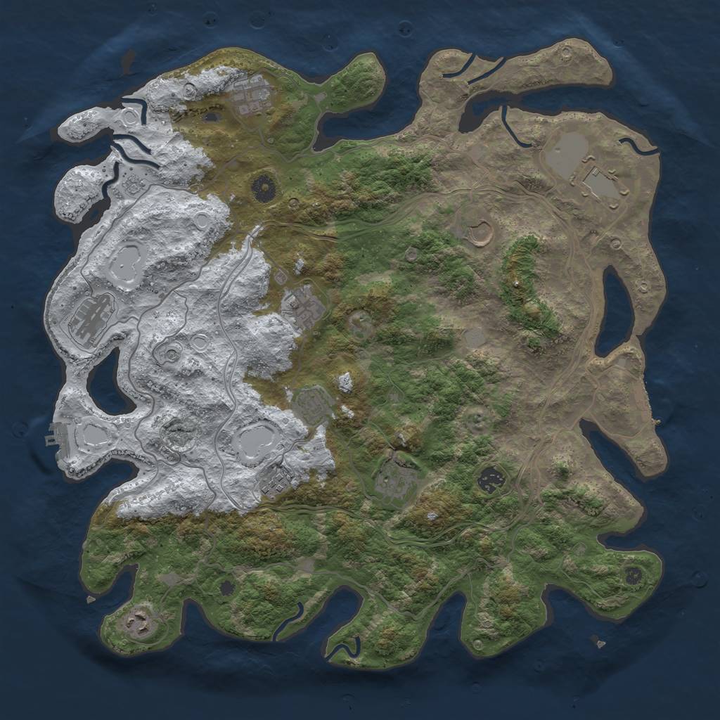 Rust Map: Procedural Map, Size: 4250, Seed: 1143925662, 19 Monuments