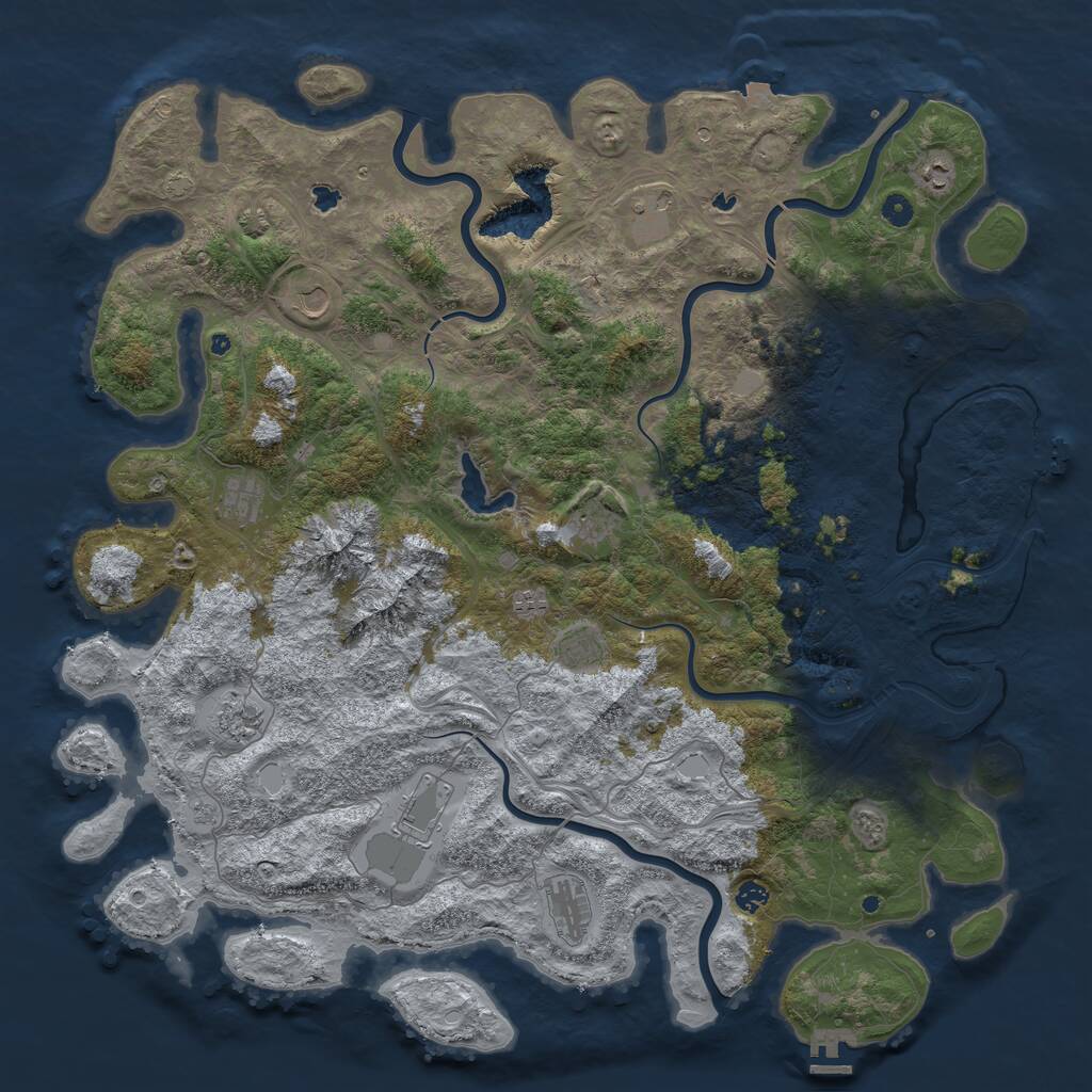 Rust Map: Procedural Map, Size: 5242, Seed: 3000, 17 Monuments