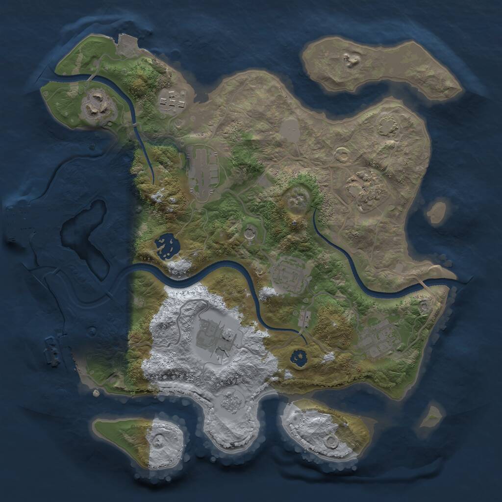Rust Map: Procedural Map, Size: 3000, Seed: 1842555195, 14 Monuments