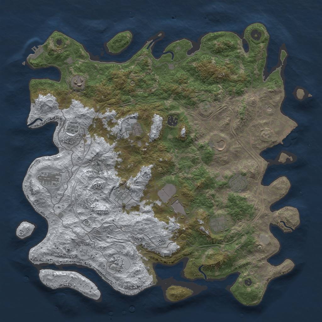 Rust Map: Procedural Map, Size: 4500, Seed: 1916070724, 20 Monuments