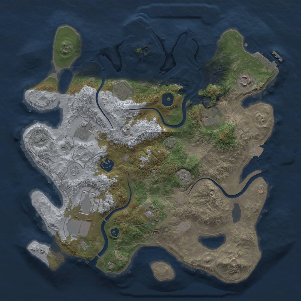 Rust Map: Procedural Map, Size: 3500, Seed: 40453949, 14 Monuments