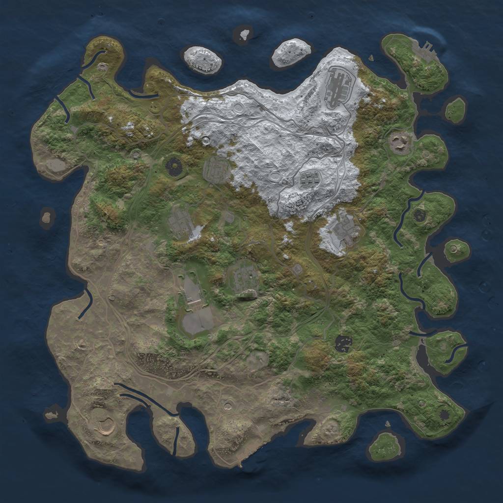 Rust Map: Procedural Map, Size: 4250, Seed: 248894469, 18 Monuments