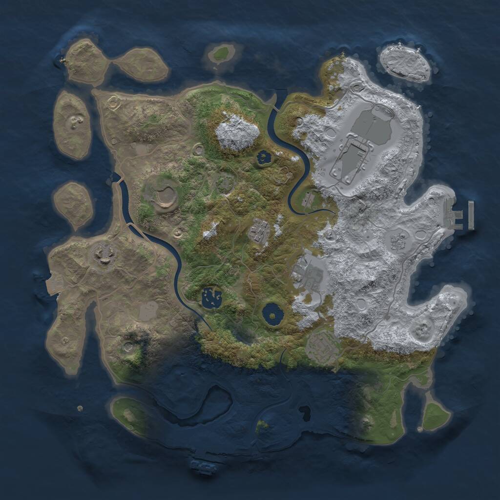 Rust Map: Procedural Map, Size: 3500, Seed: 1073035453, 13 Monuments