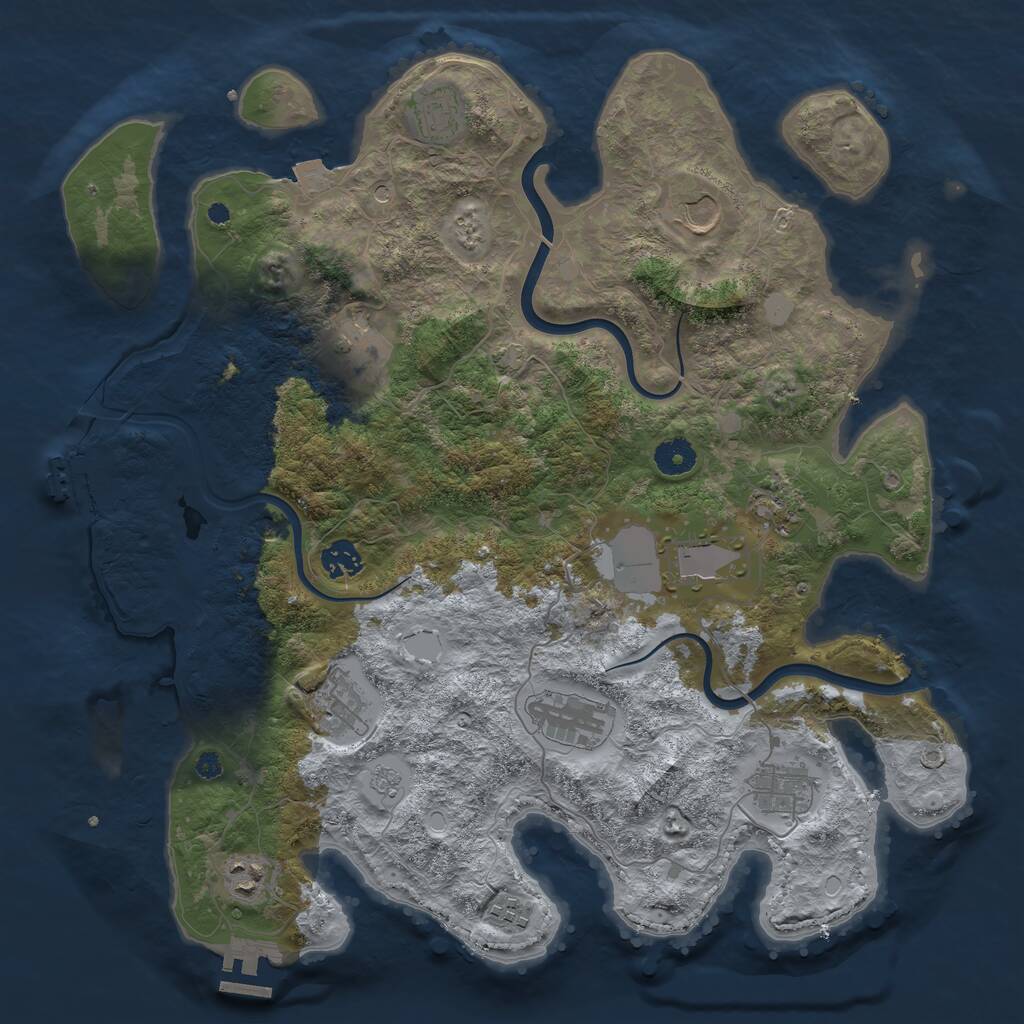 Rust Map: Procedural Map, Size: 3950, Seed: 561186470, 17 Monuments